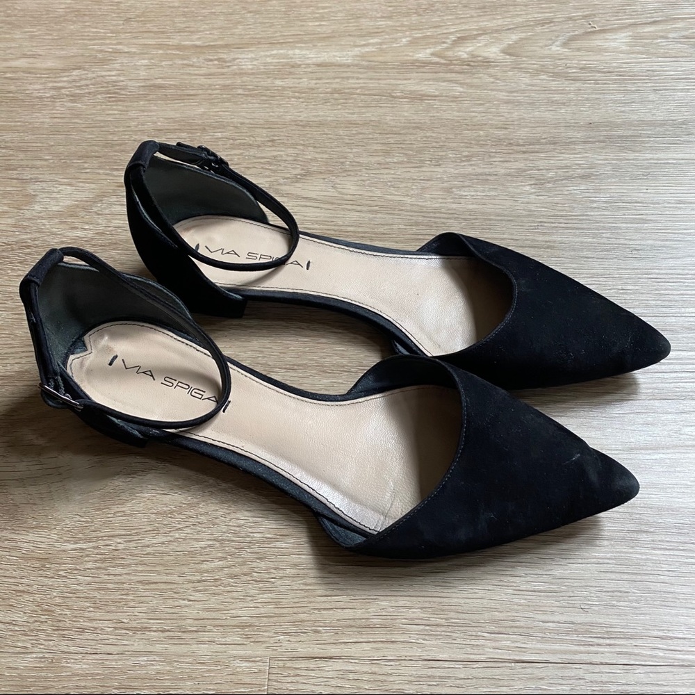 Via Spiga Black Suede Pointed Toe D’Orsay Flat - Picture 6 of 6
